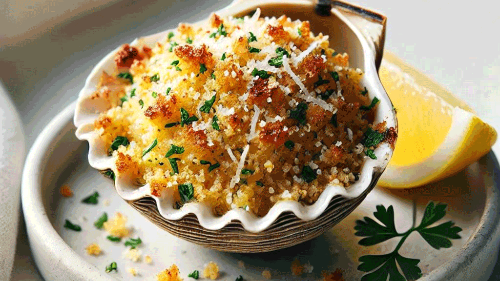 single baked stuffed littleneck clam