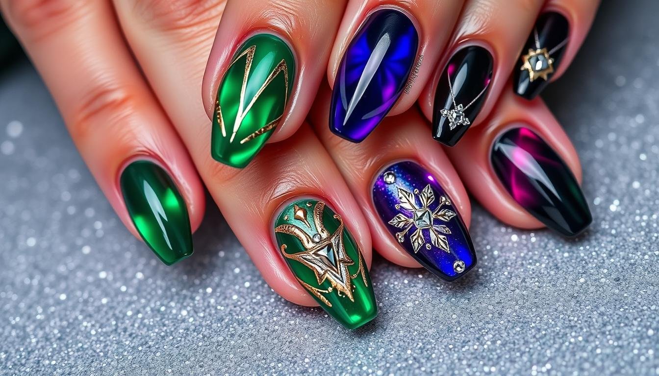 jewel-toned nail designs