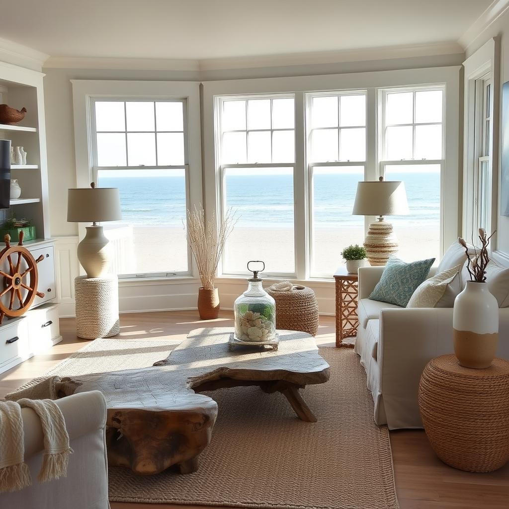 Beach house furnishings with nautical accents