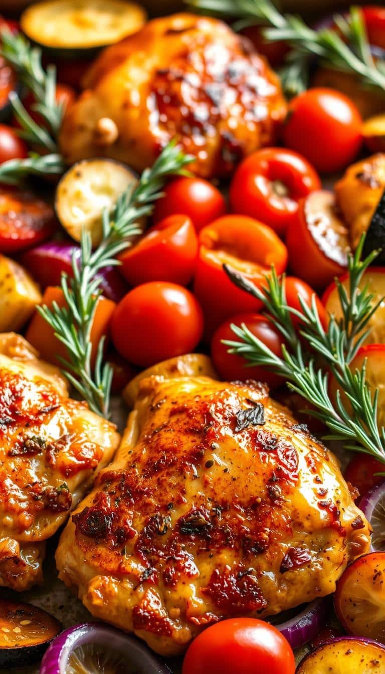Mediterranean sheet pan recipe with roasted chicken and vegetables Mediterranean sheet pan recipe with roasted chicken and vegetables